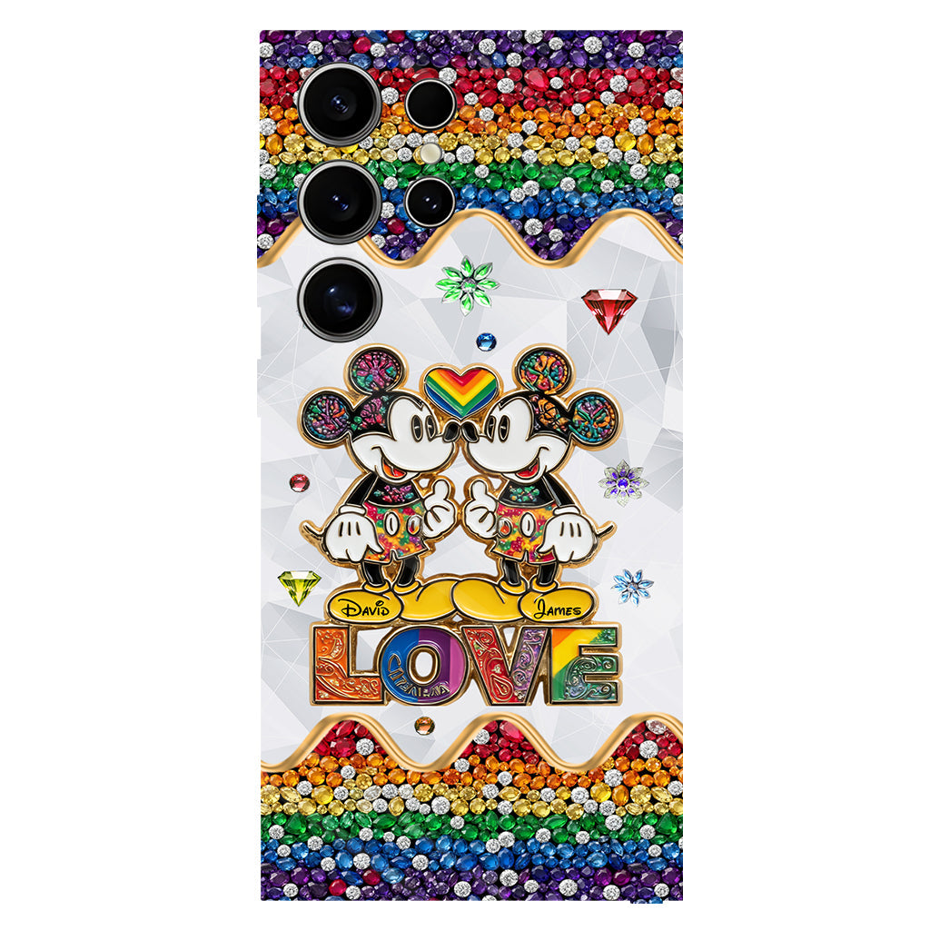 Rainbow Mouse Couple Love - Personalized LGBT Support Full Print Phone Case