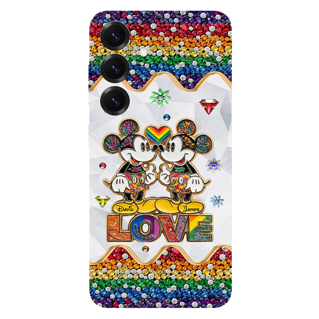 Rainbow Mouse Couple Love - Personalized LGBT Support Full Print Phone Case