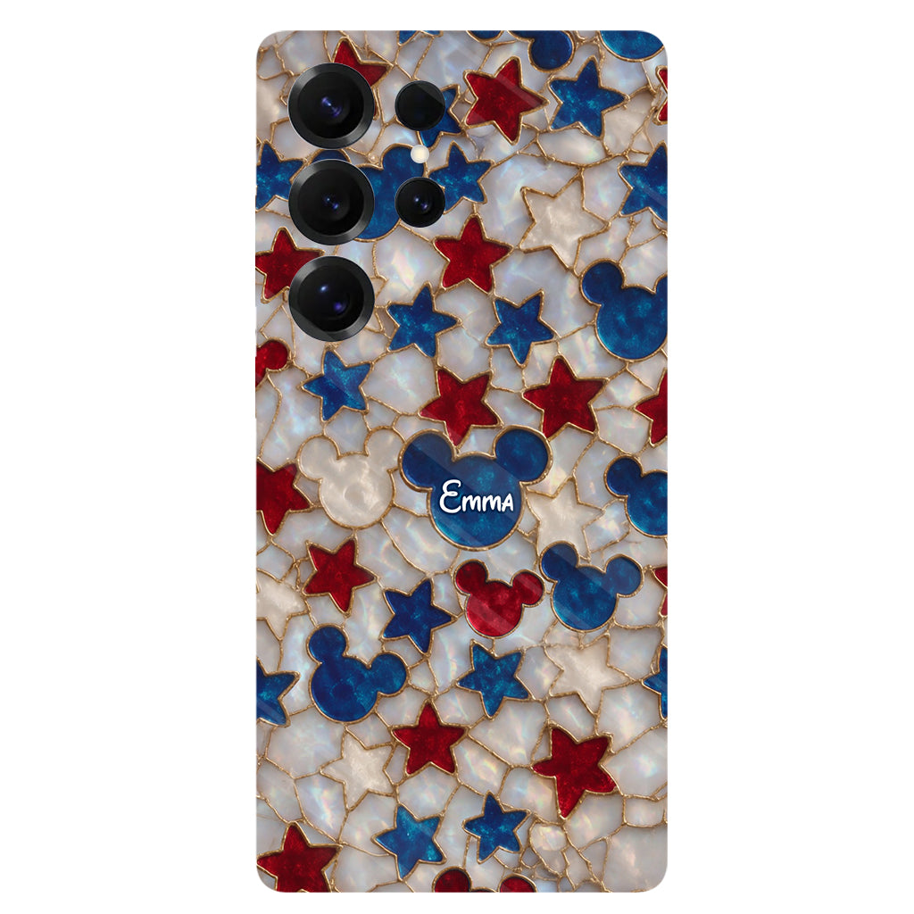 Red White Blue Stars Mouse Ears - Personalized Mouse Full Print Phone Case