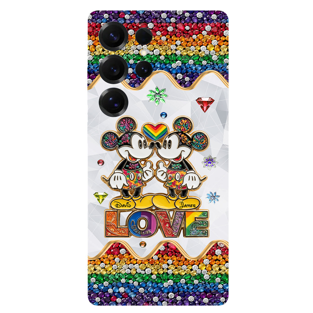 Rainbow Mouse Couple Love - Personalized LGBT Support Full Print Phone Case