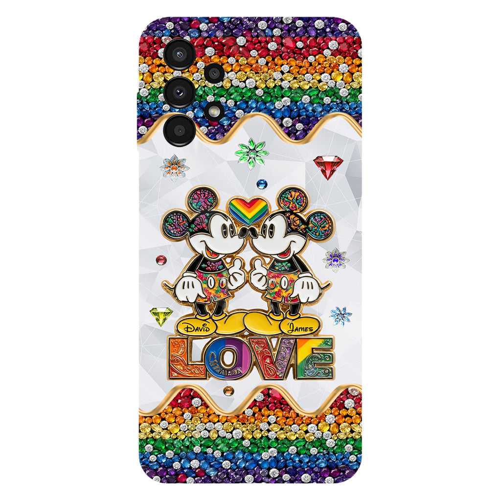 Rainbow Mouse Couple Love - Personalized LGBT Support Full Print Phone Case