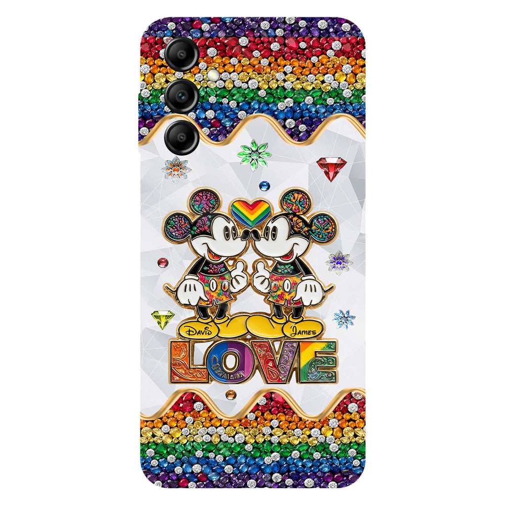 Rainbow Mouse Couple Love - Personalized LGBT Support Full Print Phone Case
