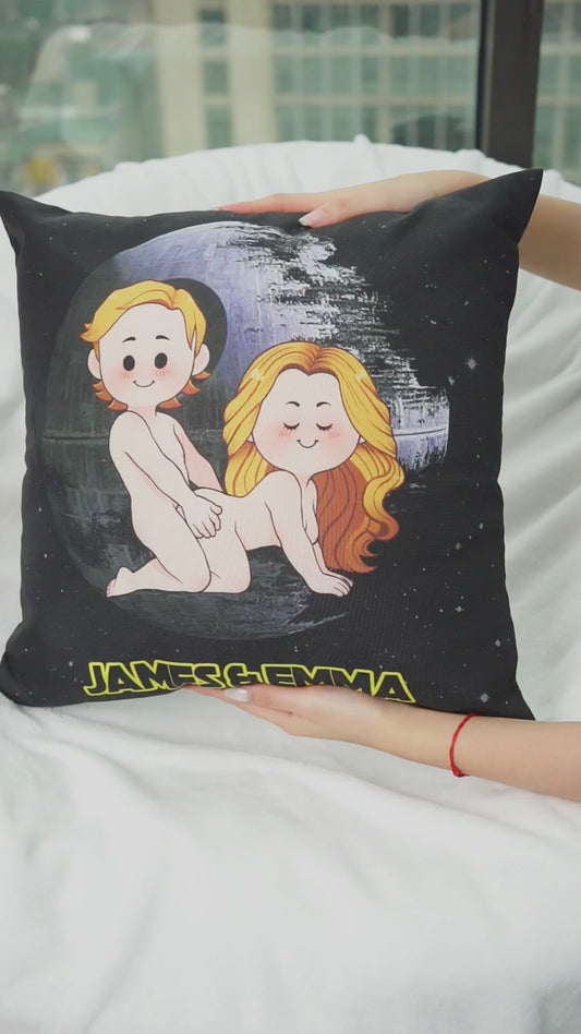 May The Force Be In Me - Personalized Couple Throw Pillow