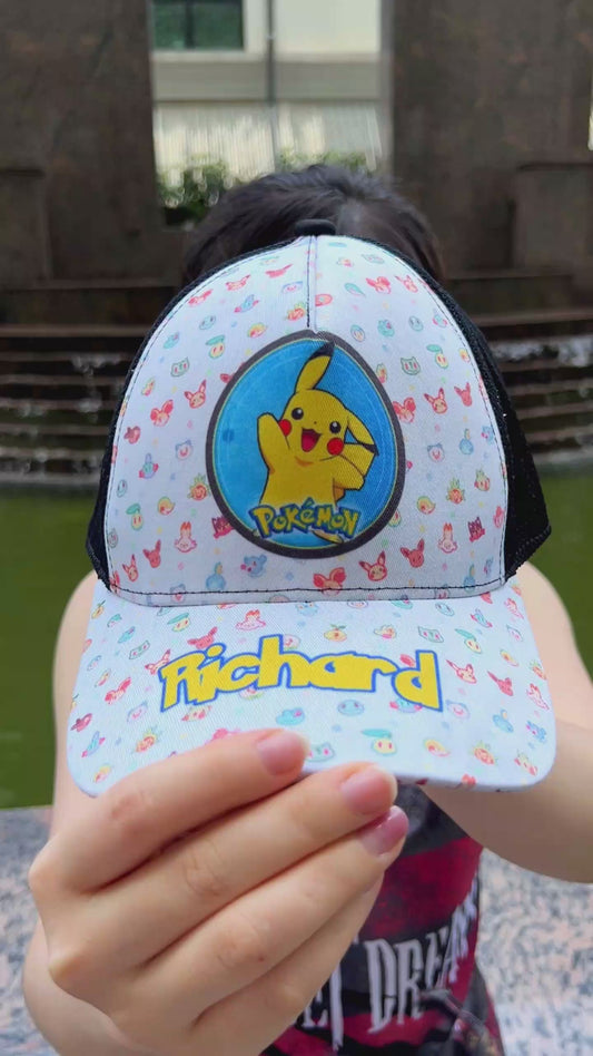 Gotta Catch Them All - Personalized Monster Trainer Trucker Hat (Black Mesh)