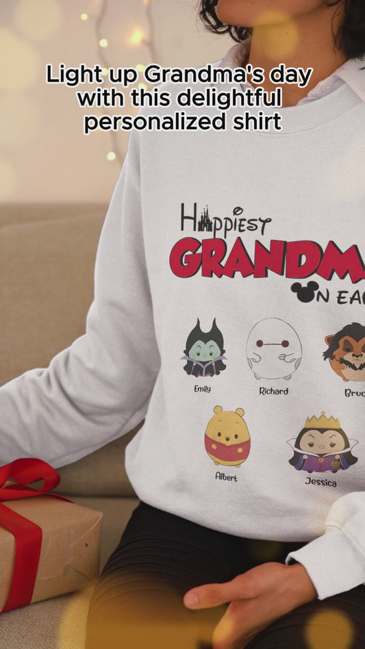 Happiest Grandma On Earth - Personalized Grandma T-shirt And Hoodie