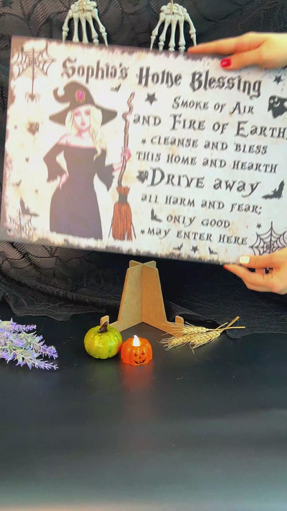 Home Blessing - Personalized Witch Rectangle Metal Sign