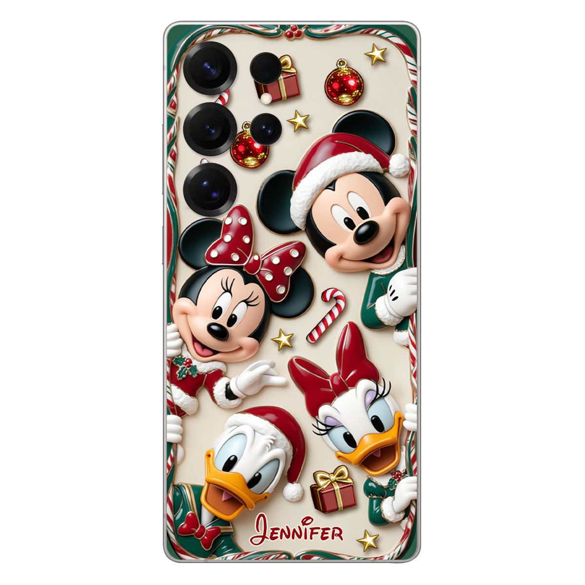 Magical Friends - Personalized Mouse 3D Embossed Leather Phone Case