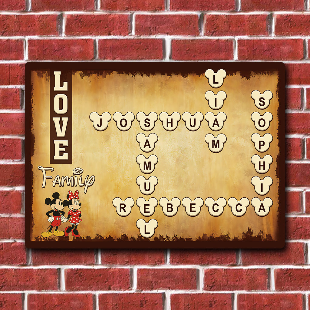 Family Crossword Scrabble Puzzle - Personalized Family Rectangle Metal Sign