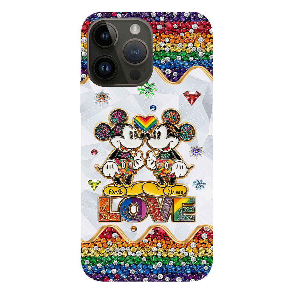 Rainbow Mouse Couple Love - Personalized LGBT Support Full Print Phone Case