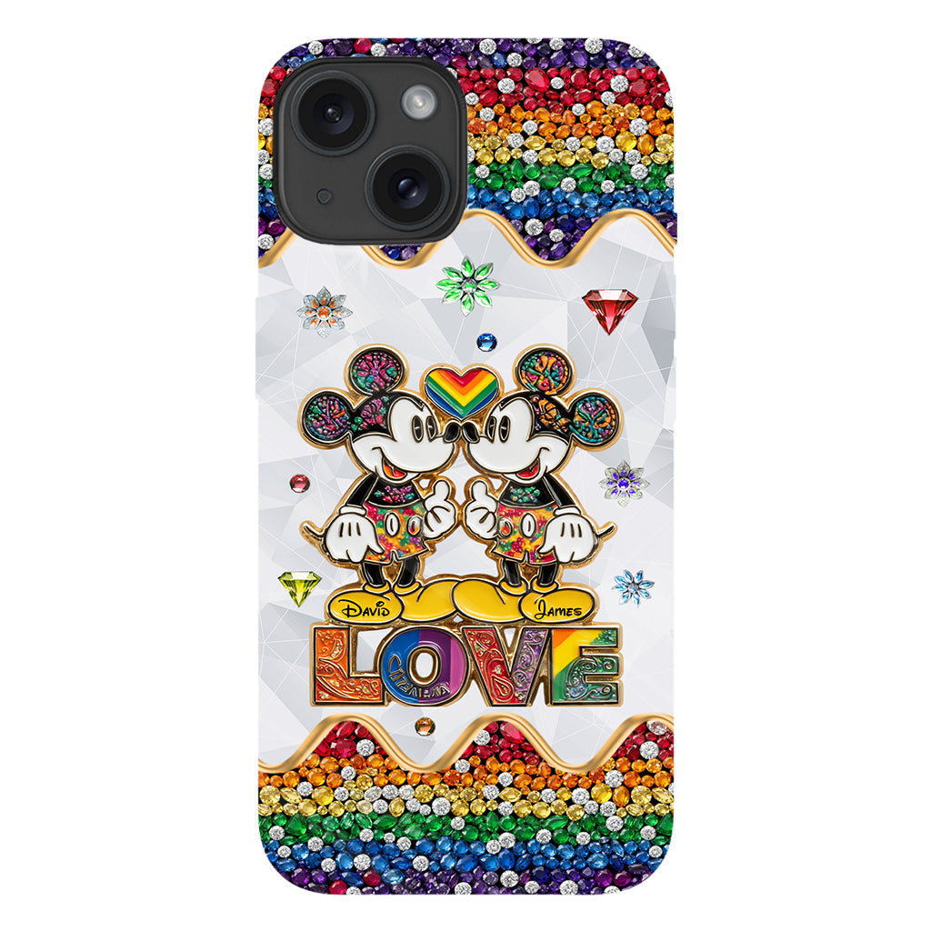 Rainbow Mouse Couple Love - Personalized LGBT Support Full Print Phone Case
