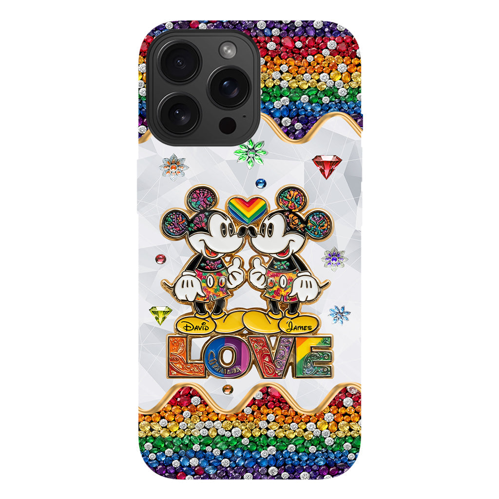 Rainbow Mouse Couple Love - Personalized LGBT Support Full Print Phone Case
