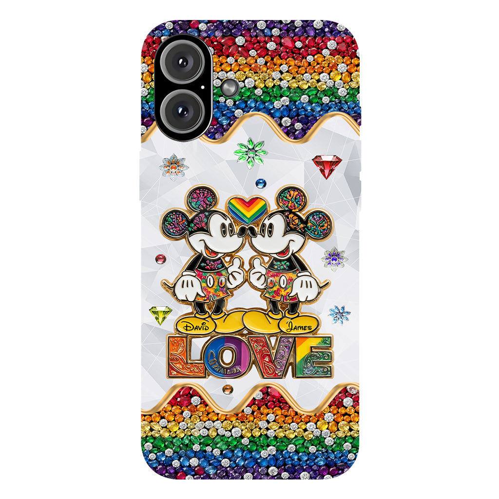 Rainbow Mouse Couple Love - Personalized LGBT Support Full Print Phone Case