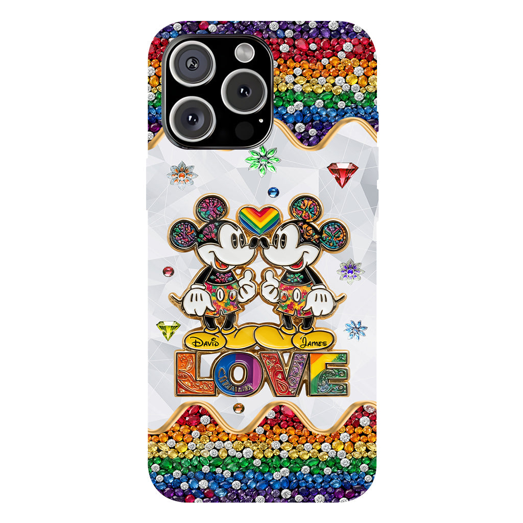 Rainbow Mouse Couple Love - Personalized LGBT Support Full Print Phone Case