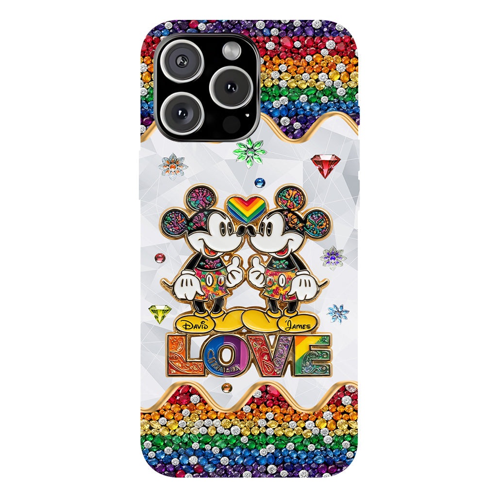 Rainbow Mouse Couple Love - Personalized LGBT Support Full Print Phone Case