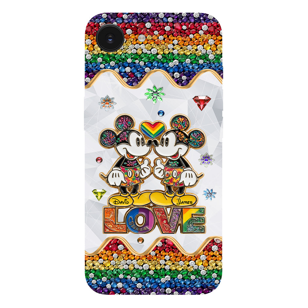 Rainbow Mouse Couple Love - Personalized LGBT Support Full Print Phone Case