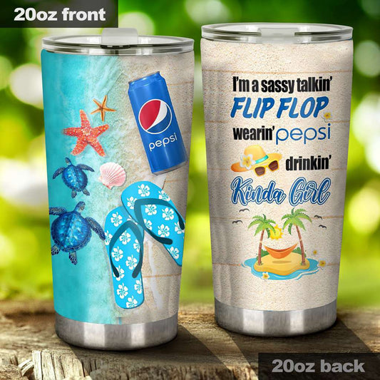 Flip Flop Kind Of Girl Blue Soft Drink Tumbler 0223