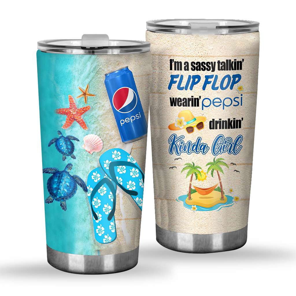 Flip Flop Kind Of Girl Blue Soft Drink Tumbler 0223