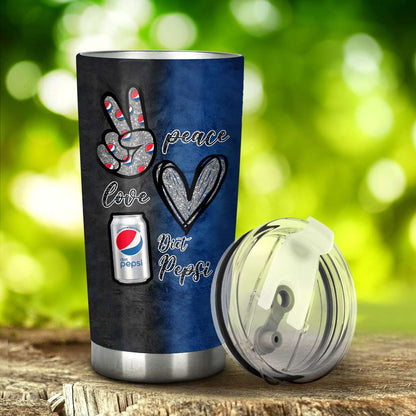 Peace Love Blue Soft Drink Tumbler 0223