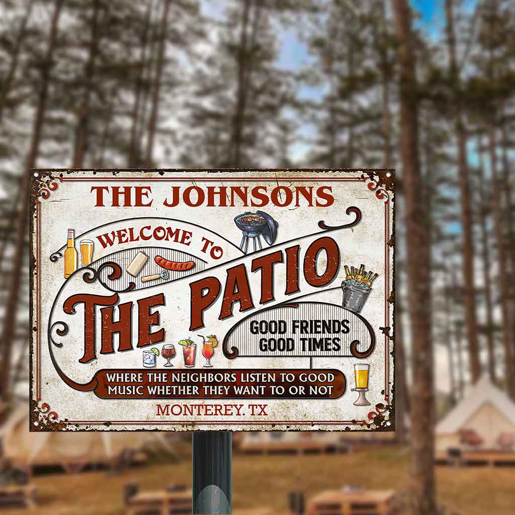 Welcome To The Patio - Personalized Backyard Rectangle Metal Sign 0421