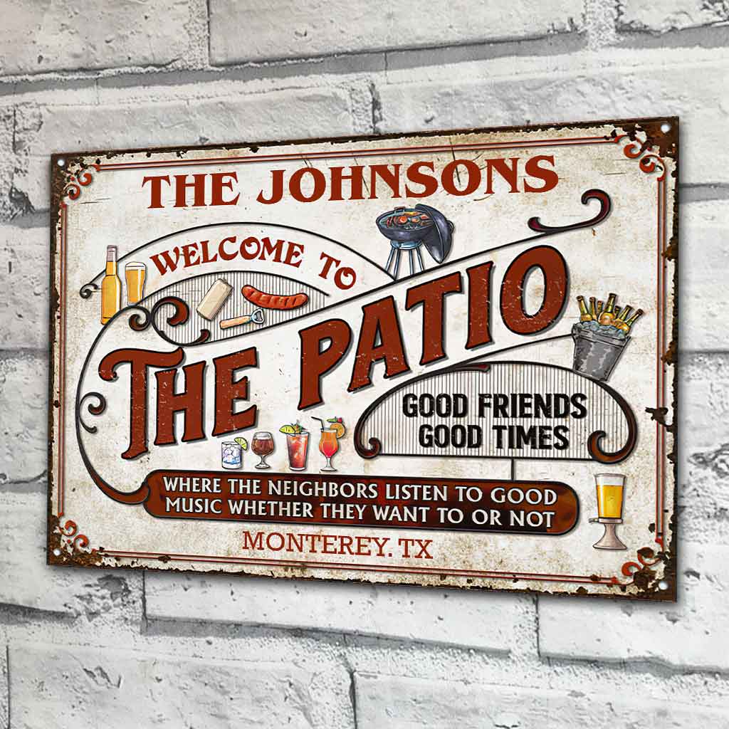 Welcome To The Patio - Personalized Backyard Rectangle Metal Sign 0421