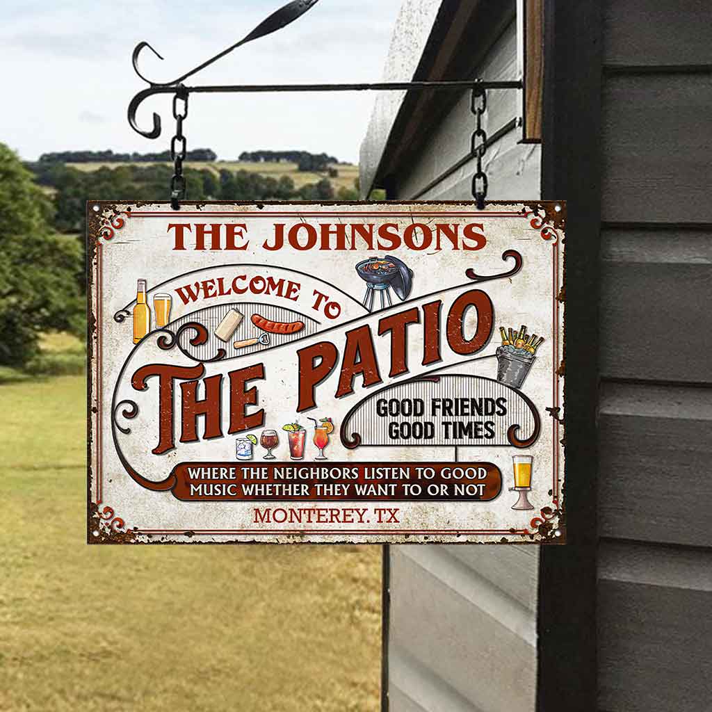 Welcome To The Patio - Personalized Backyard Rectangle Metal Sign 0421