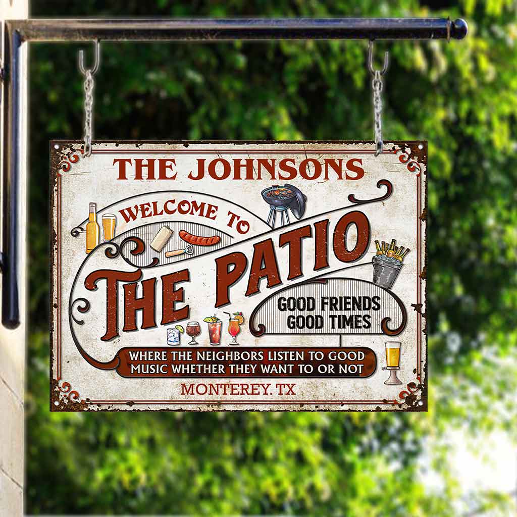 Welcome To The Patio - Personalized Backyard Rectangle Metal Sign 0421