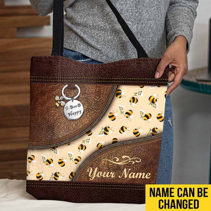 Bee Happy Personalized Tote Bag