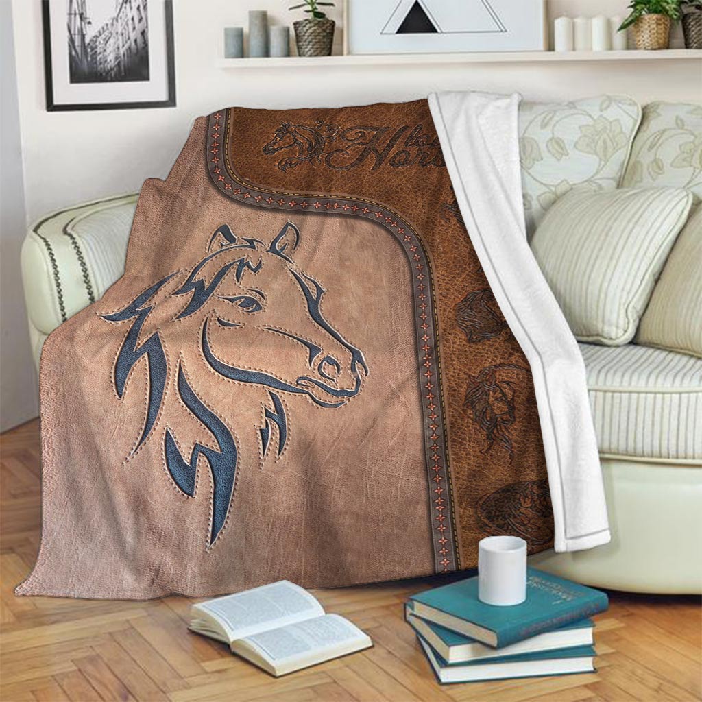 Love Horses Leather Pattern Print Horse Blanket 0622