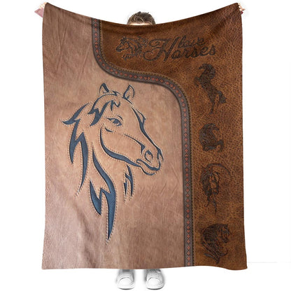 Love Horses Leather Pattern Print Horse Blanket 0622