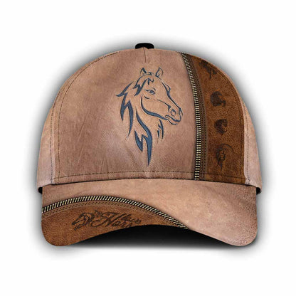 Love Horses Leather Pattern Print Horse Classic Cap 0622