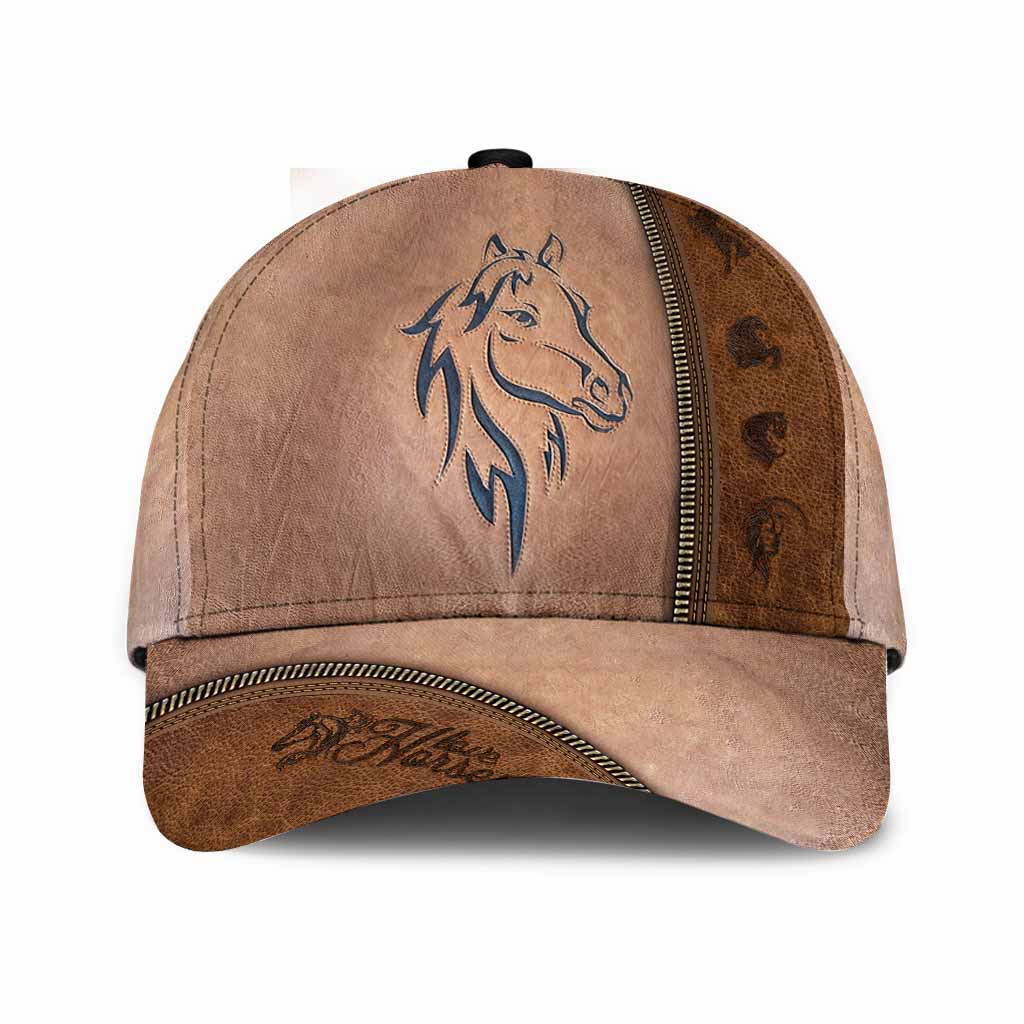 Love Horses Leather Pattern Print Horse Classic Cap 0622