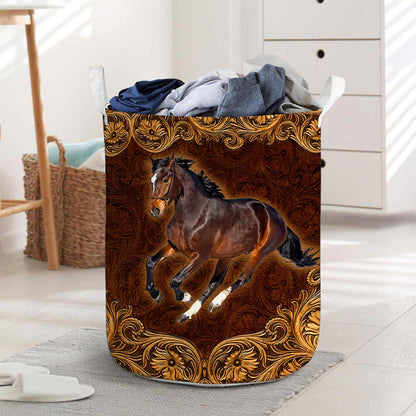 Horse Leather Pattern Print Horse Laundry Basket 0622