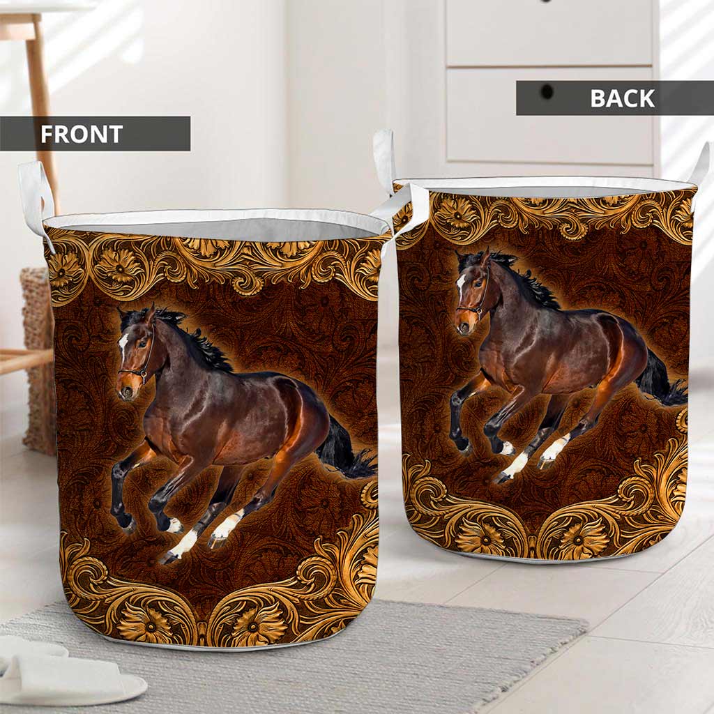 Horse Leather Pattern Print Horse Laundry Basket 0622