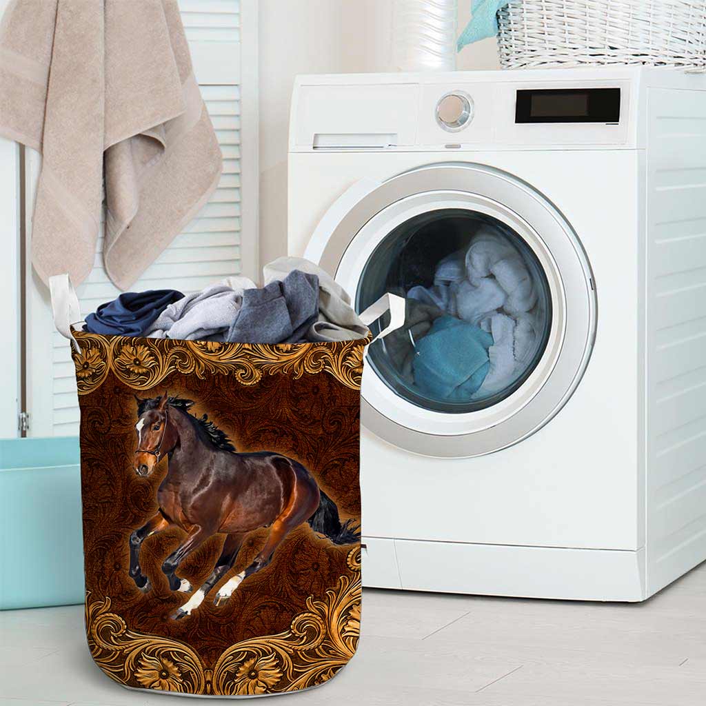 Horse Leather Pattern Print Horse Laundry Basket 0622