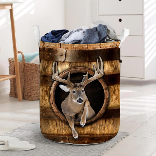 Love Hunting Wood Pattern Print Hunting Laundry Basket 0622