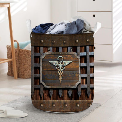 Nurse Metal Pattern Print Nurse Laundry Basket 0622