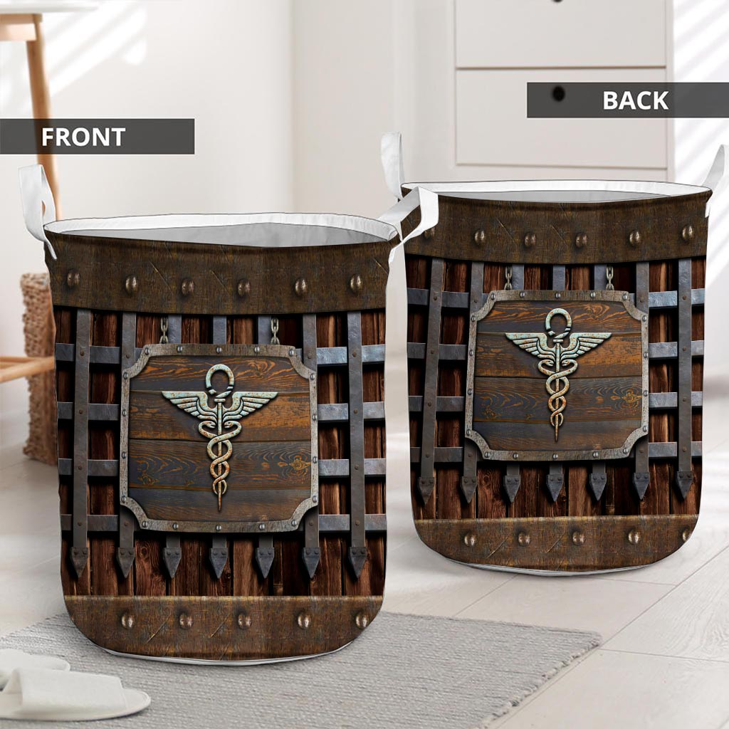 Nurse Metal Pattern Print Nurse Laundry Basket 0622