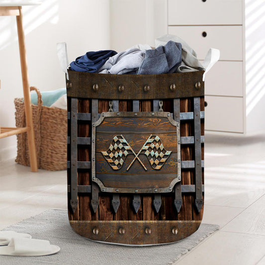 Racing Metal Pattern Print Racing Laundry Basket 0622