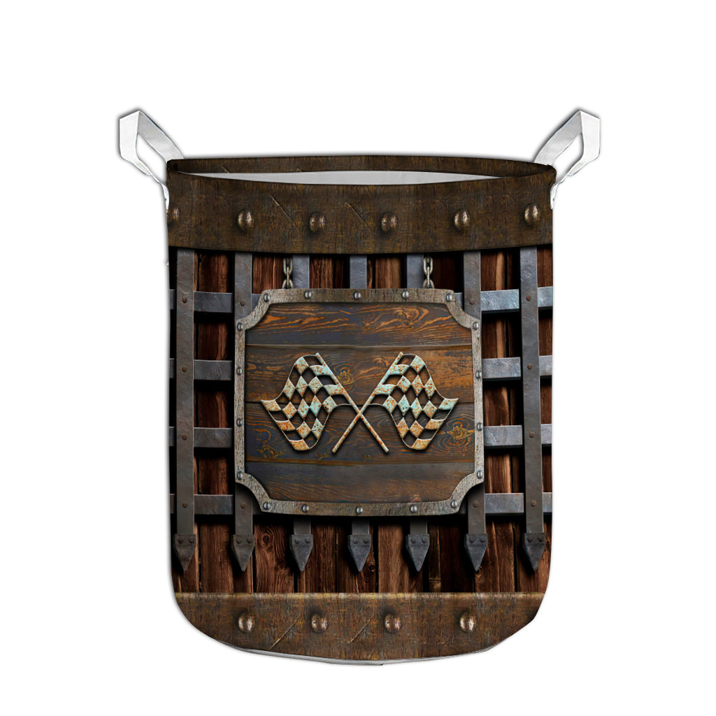 Racing Metal Pattern Print Racing Laundry Basket 0622