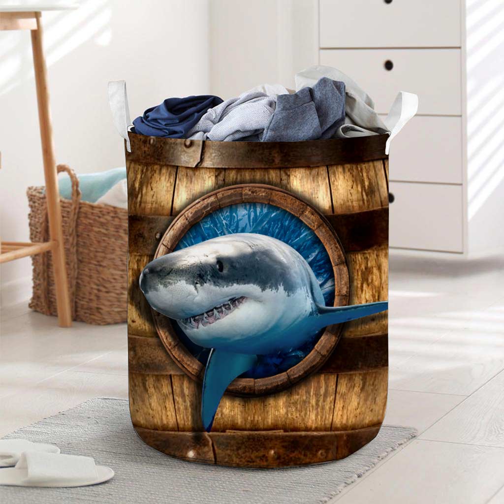 Shark Faux Wood Basket Shark Laundry Basket 0622