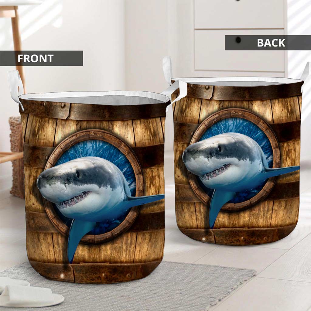 Shark Faux Wood Basket Shark Laundry Basket 0622