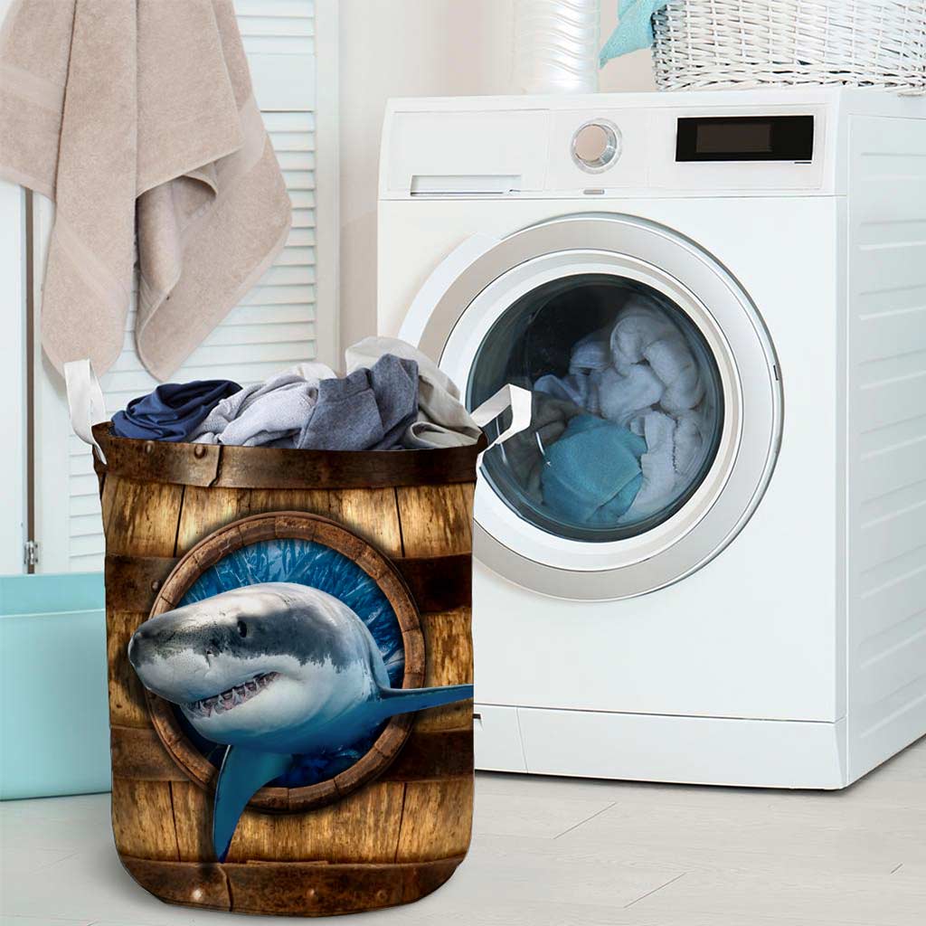 Shark Faux Wood Basket Shark Laundry Basket 0622