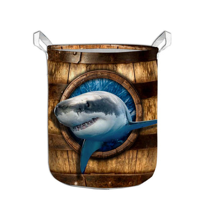 Shark Faux Wood Basket Shark Laundry Basket 0622