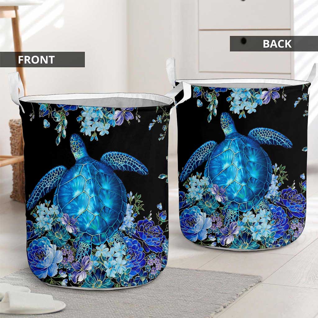 Love Blue Sea Turtle Laundry Basket 0622