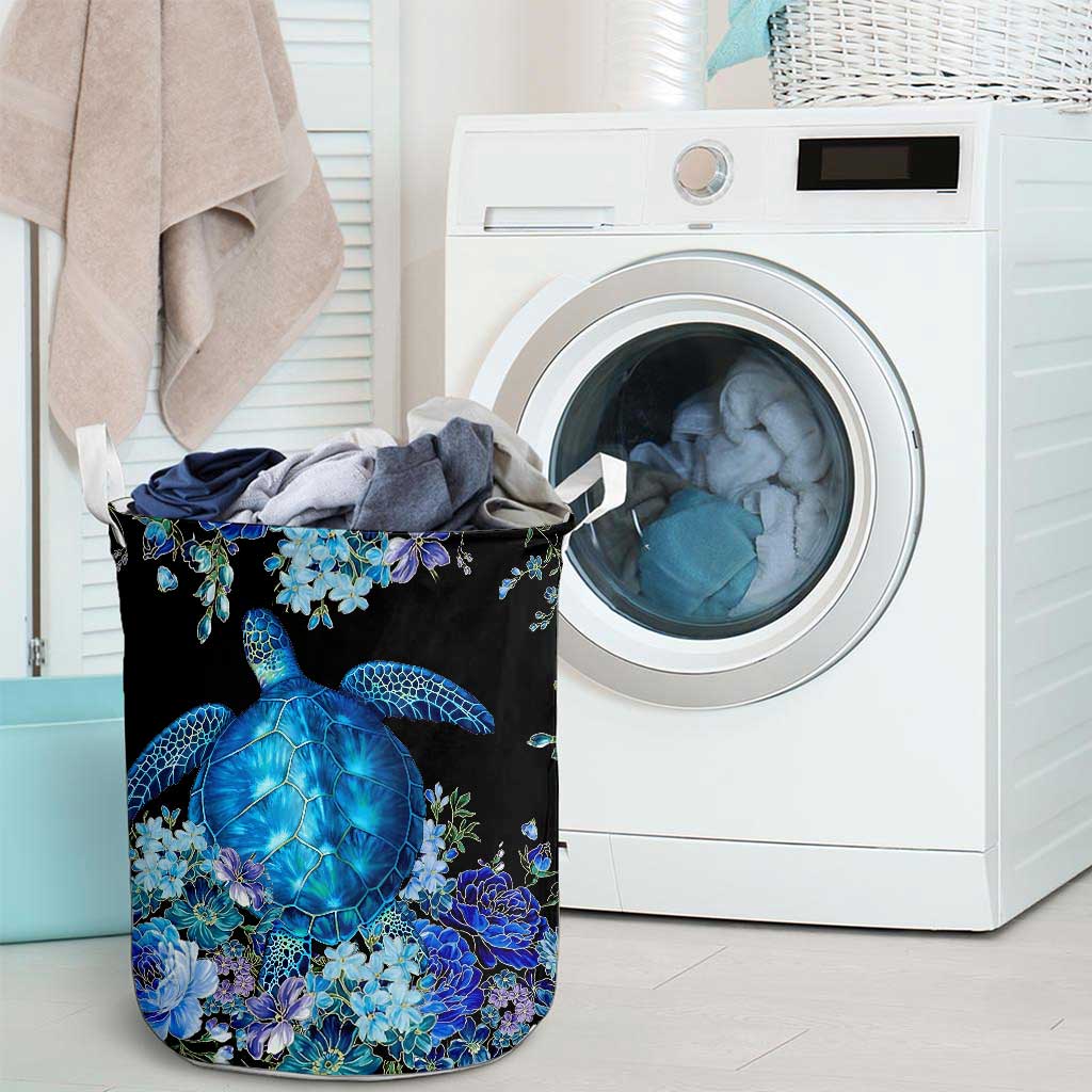 Love Blue Sea Turtle Laundry Basket 0622