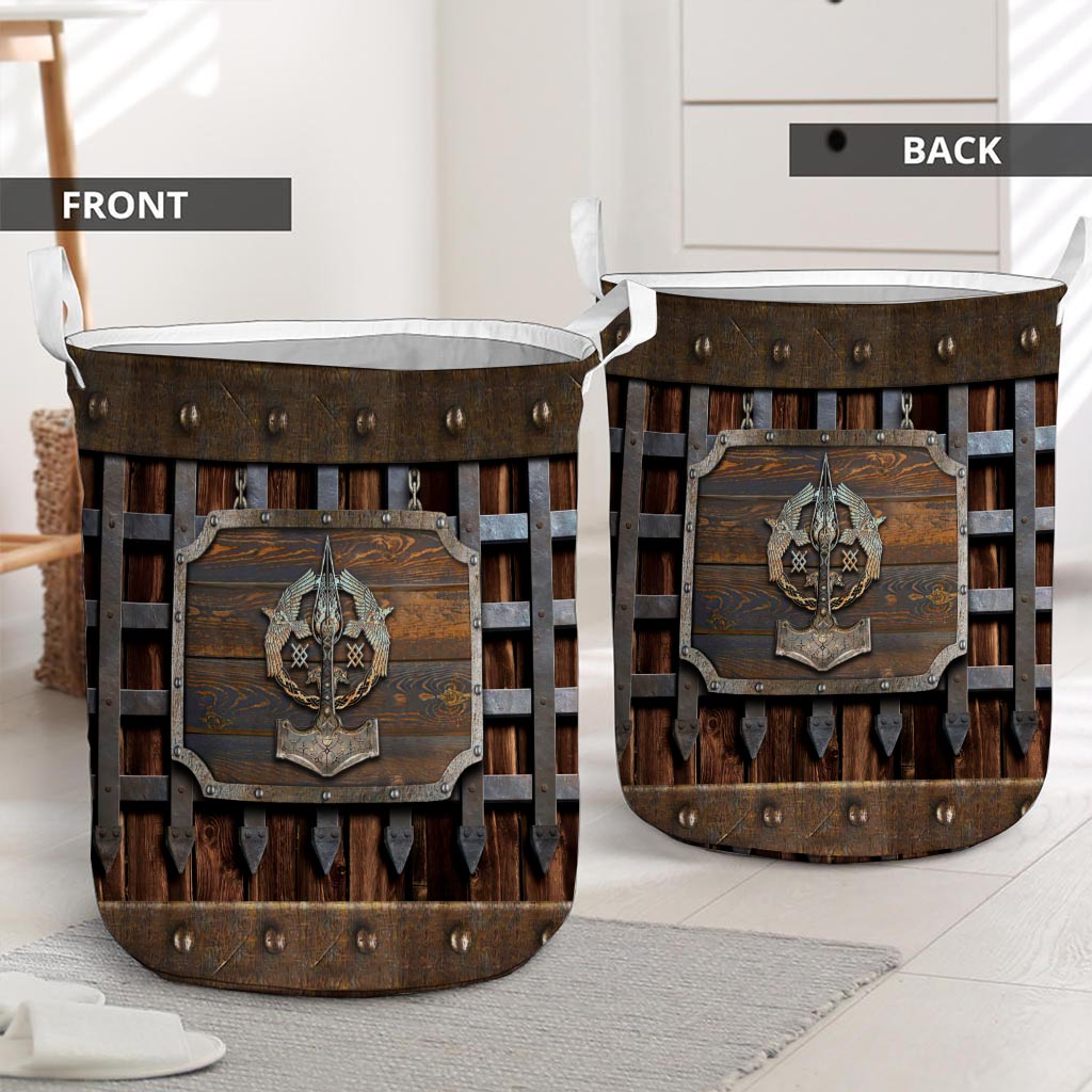 Hammer Metal Pattern Print Viking Laundry Basket 0622