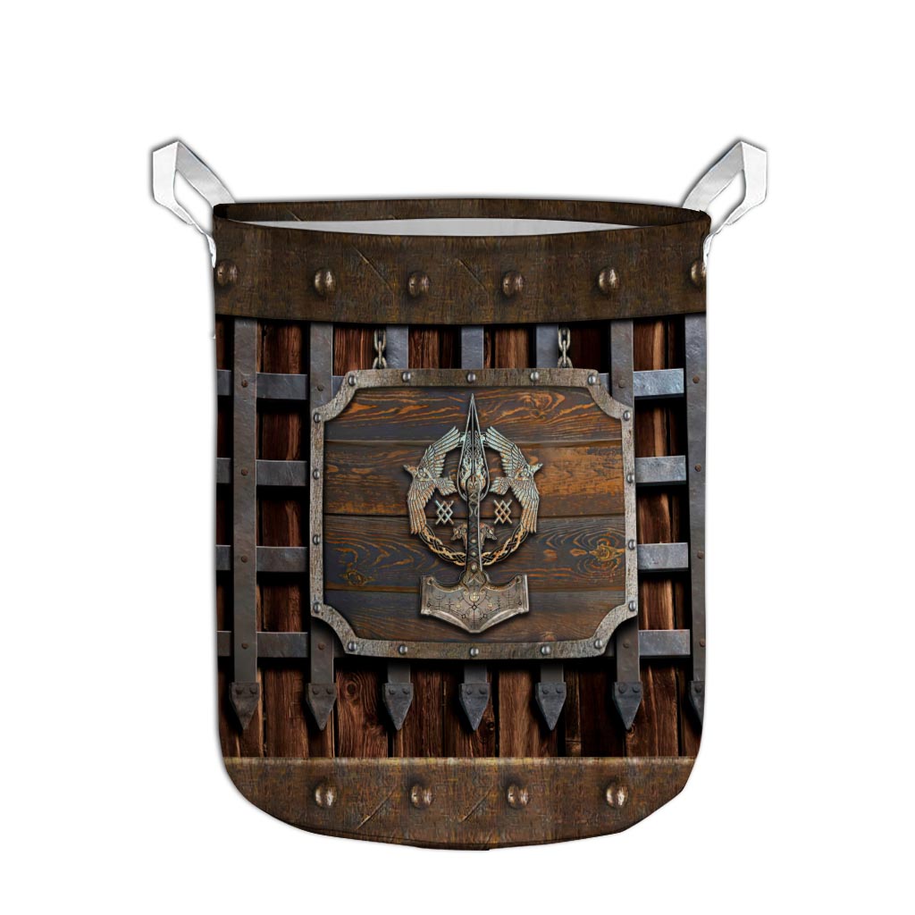 Hammer Metal Pattern Print Viking Laundry Basket 0622