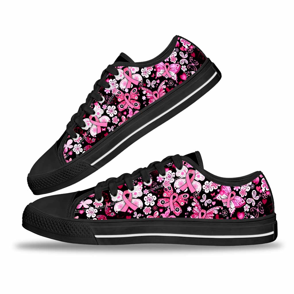 Butterflies Breast Cancer Awareness Low Top Shoes 0622