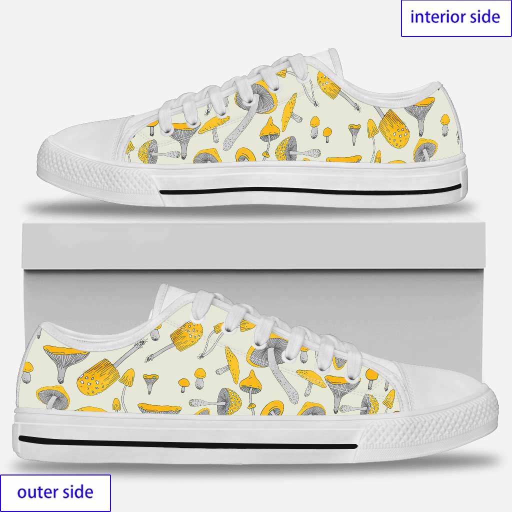 Yellow Vintage Mushroom Mushroom Low Top Shoes 0622