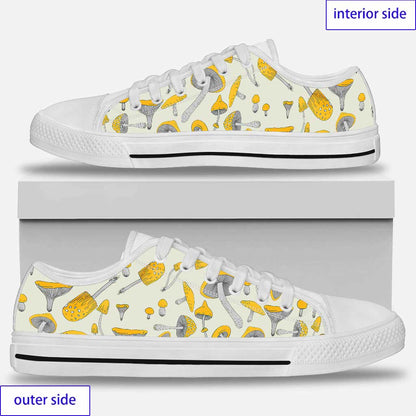 Yellow Vintage Mushroom Mushroom Low Top Shoes 0622